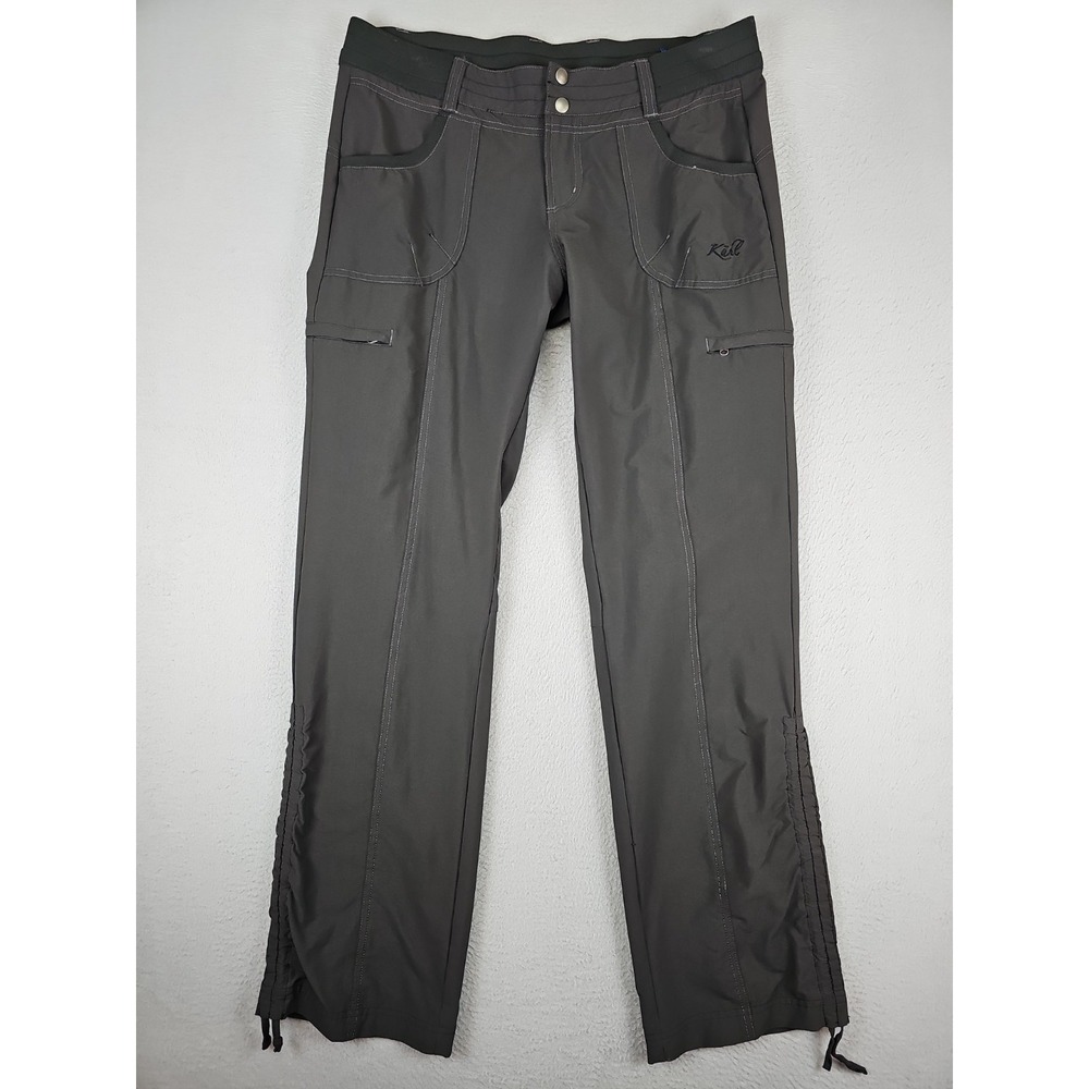 Kuhl Durango Cargo Hiking Pants Women's 10R Charcoal Cinch Ankles Drawstring